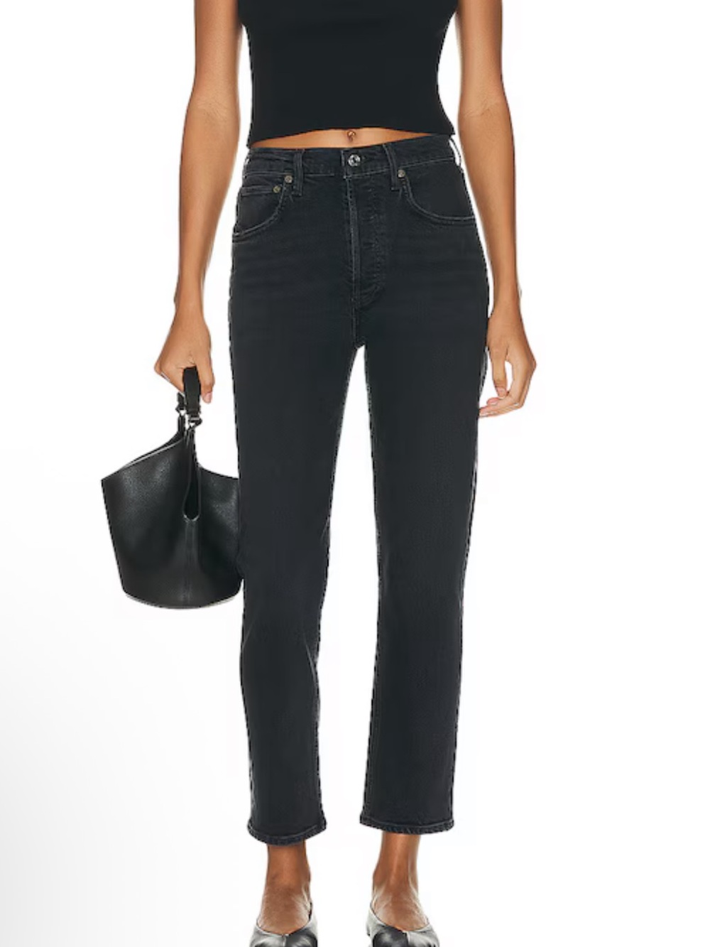 Agolde Black High-Rise Straight Leg Jeans